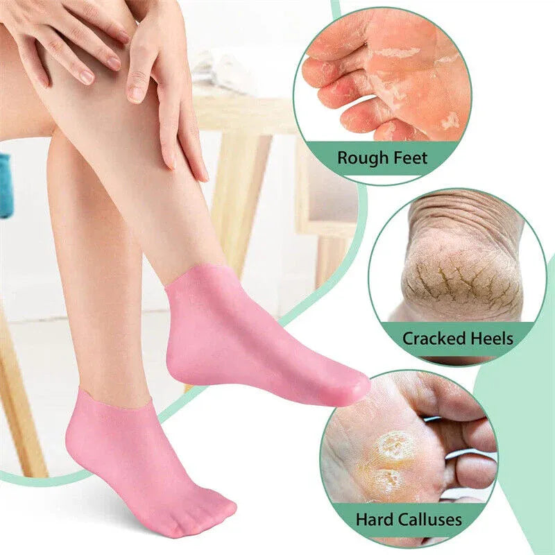 Silicone Gel Moisturizing Sock Prevent Foot Heel Crack Shoes